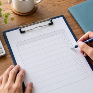 特殊清掃の見積もり内容を確認するための書類と電卓