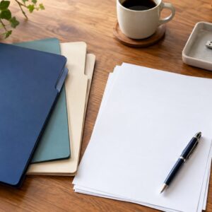 見積書・報告書・鍵の記録を一つにまとめる書類整理のイメージ